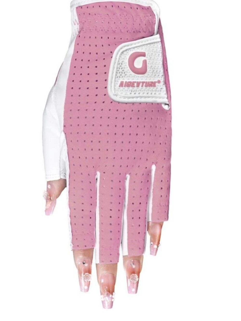Women's Pink and White Golf Glove, Size Medium, Breathable Yoga Mesh